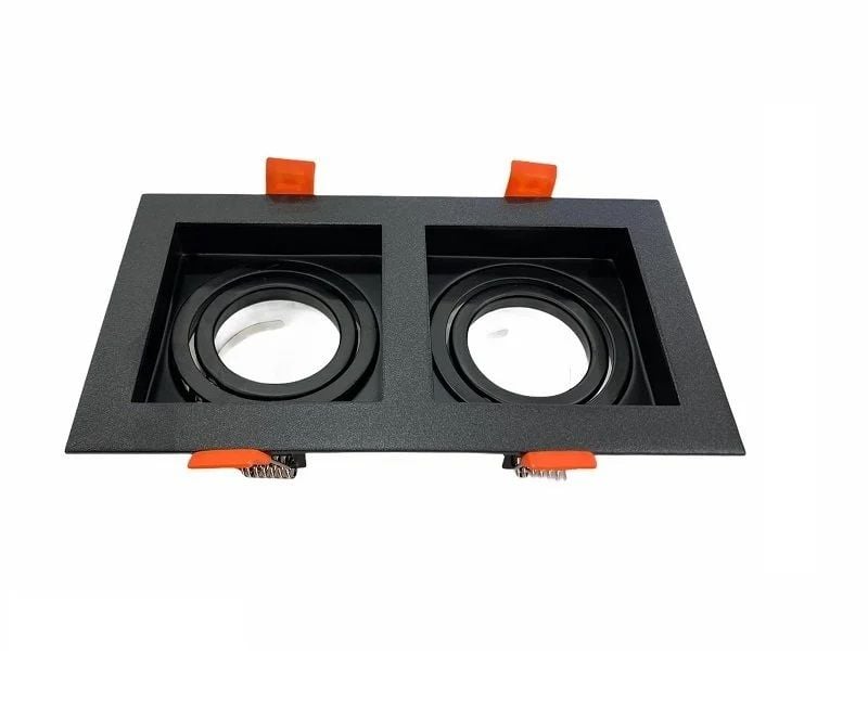 Cata Pars İkili Kare Siyah Dekoratif Boş Kasa Spot