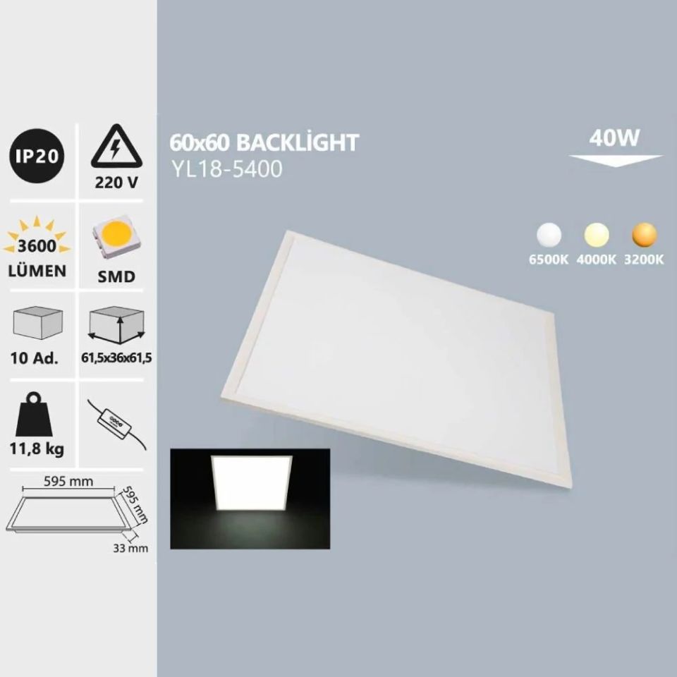 Noas 40W 60X60 Backlight Panel 4000 Kelvin