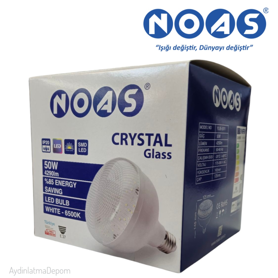 NOAS 50W KRİSTAL TORCH AMPUL BEYAZ