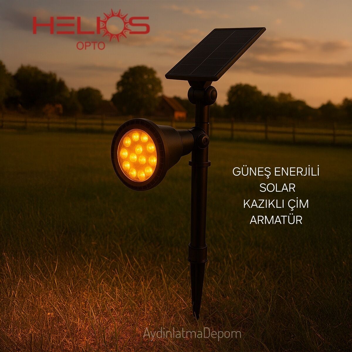 HELİOS 15W SOLAR KAZIKLI ÇİM ARMATÜR G.IŞIĞI