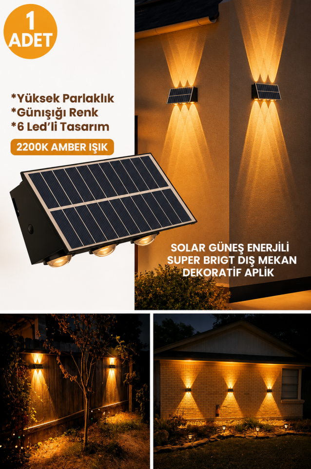 CATA 20W Kos Solar Led Aplik (Dış Mekan)(AMBER)