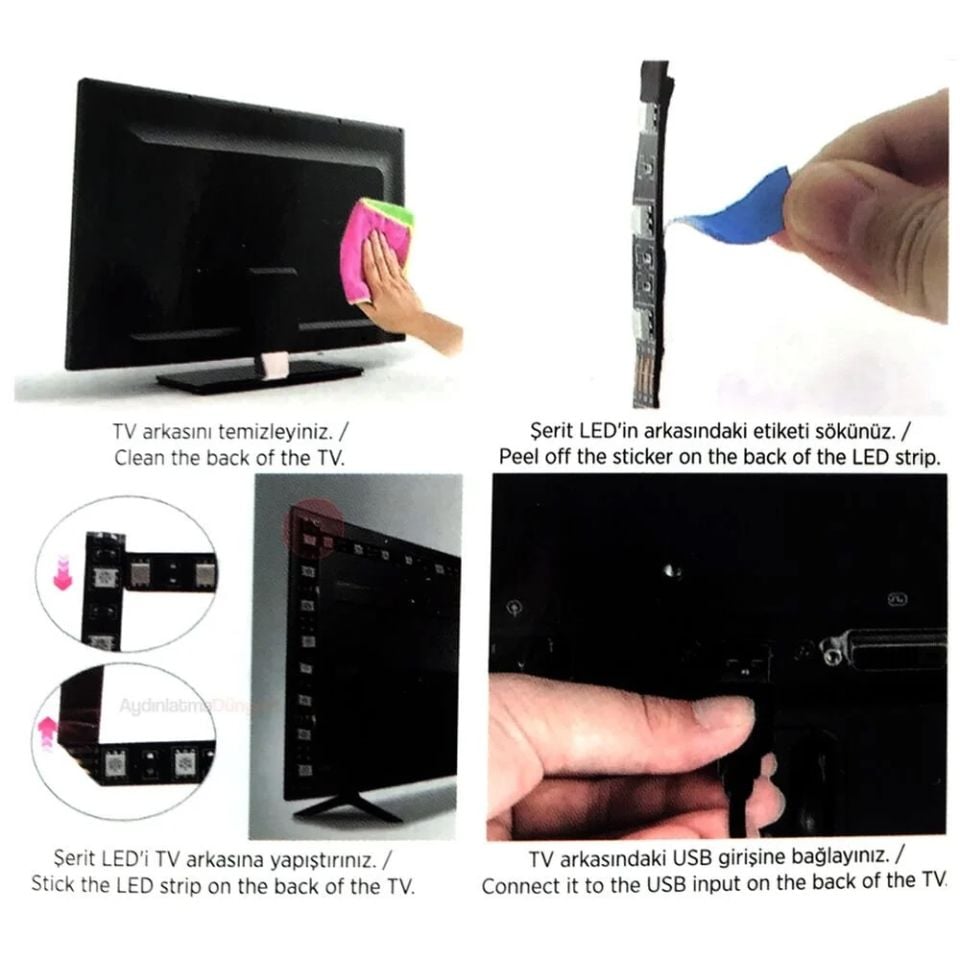 Cata 3 Metre Usb Tv Led RGB (USB GİRİŞLİ)