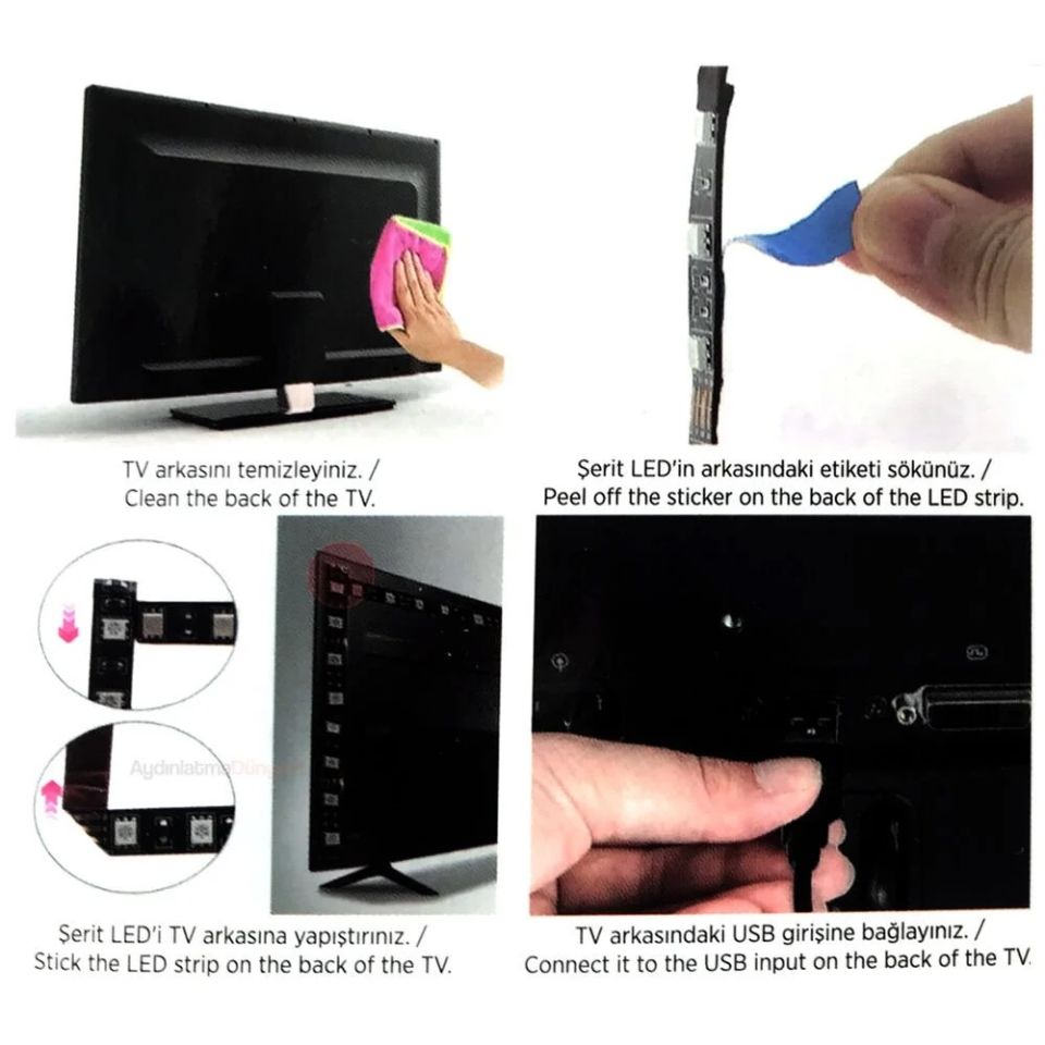 Cata 3 Metre Usb Tv Led RGB (USB GİRİŞLİ)