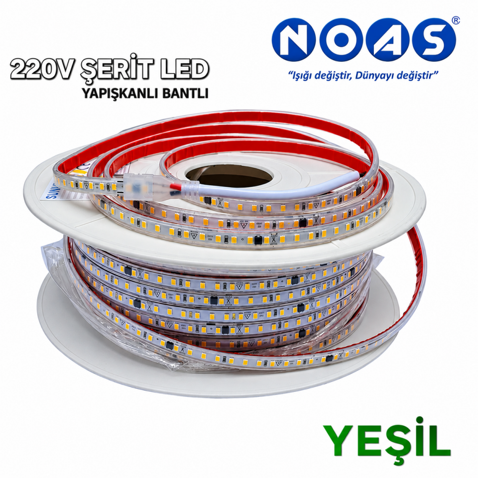 Noas 220V Trafosuz Şerit Led YEŞİL (120 Led)