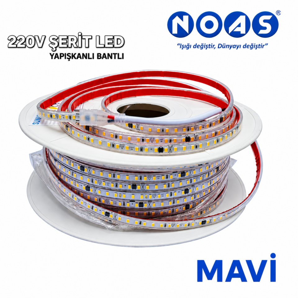 Noas 220V Trafosuz Şerit Led MAVİ (120 Led)