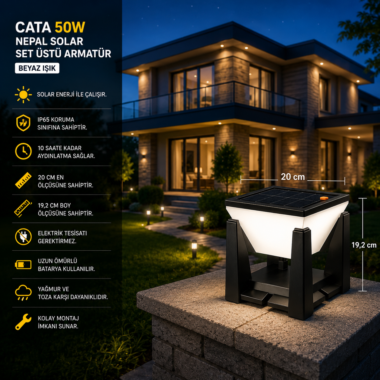 CATA 50W NEPAL SOLAR SET ÜSTÜ BEYAZ