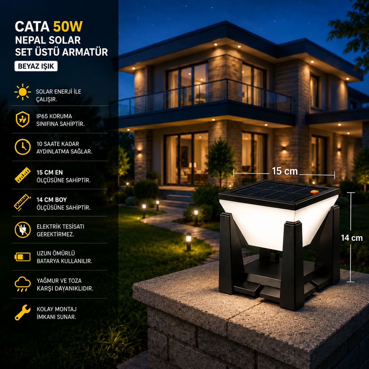 CATA 50W NEPAL SOLAR SET ÜSTÜ BEYAZ