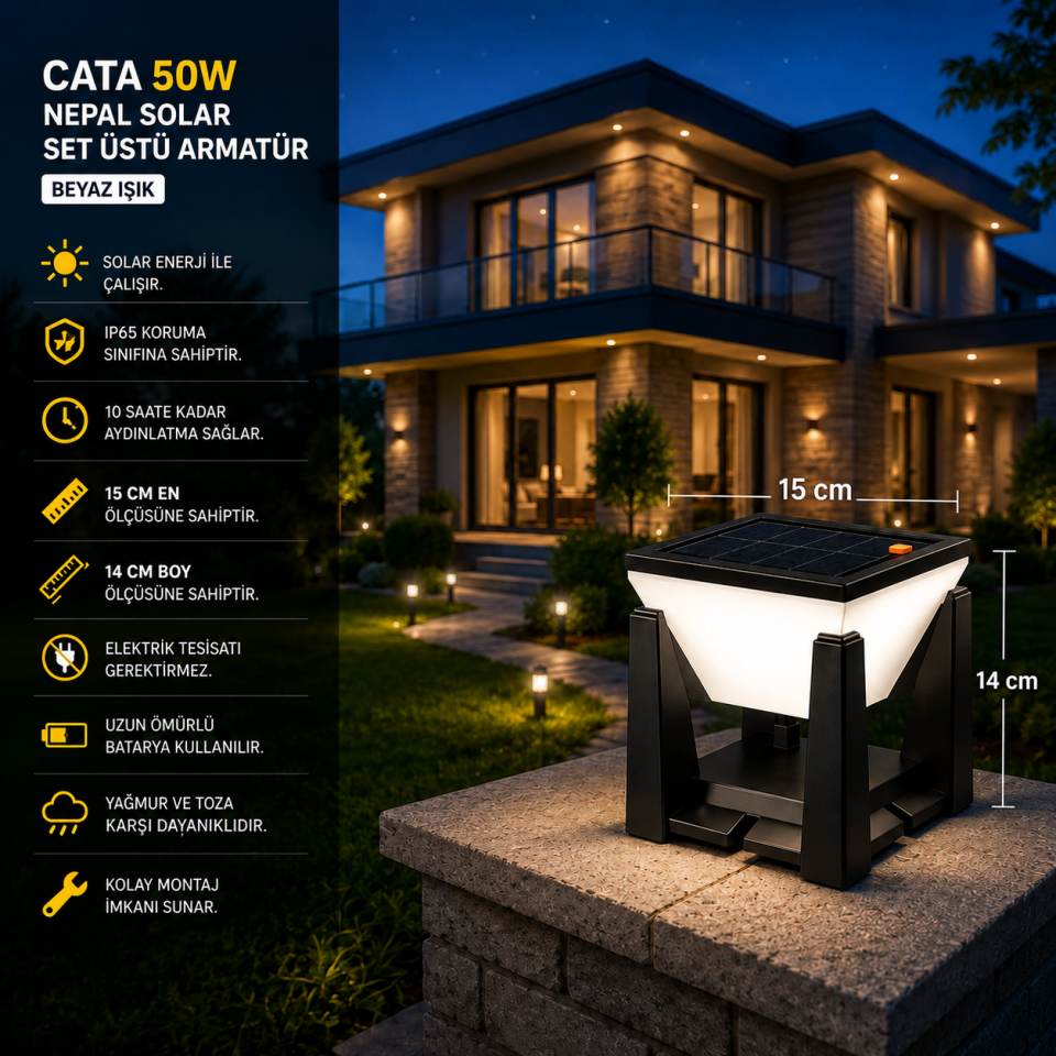 CATA 50W NEPAL SOLAR SET ÜSTÜ BEYAZ