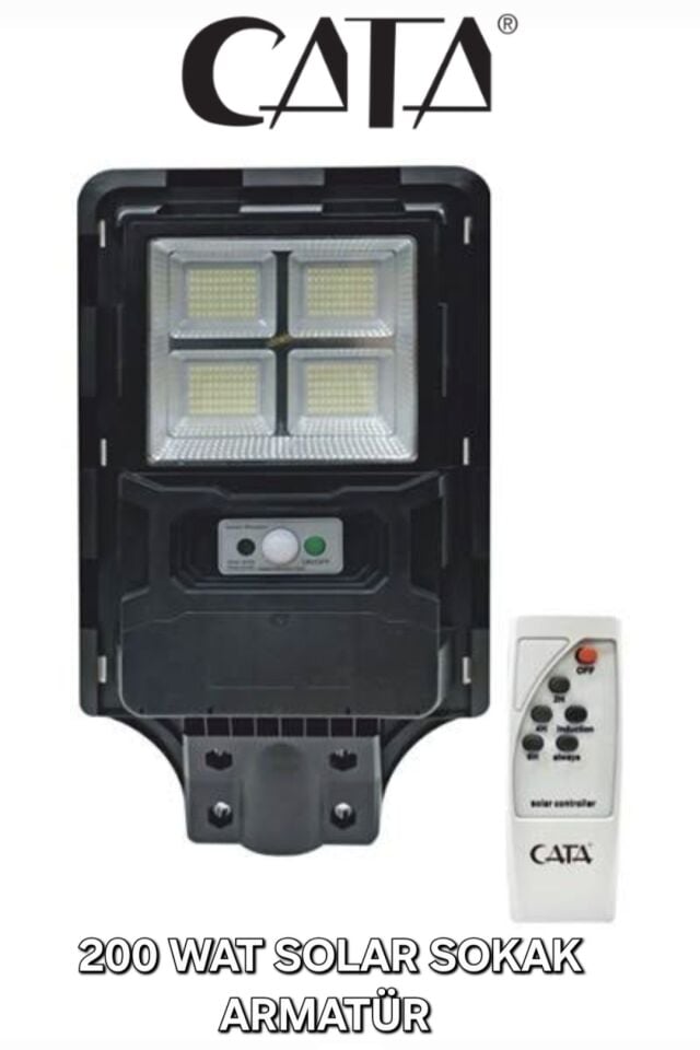 CATA 200w Solar Sokak Armatürü Beyaz Işık (Kumandalı)