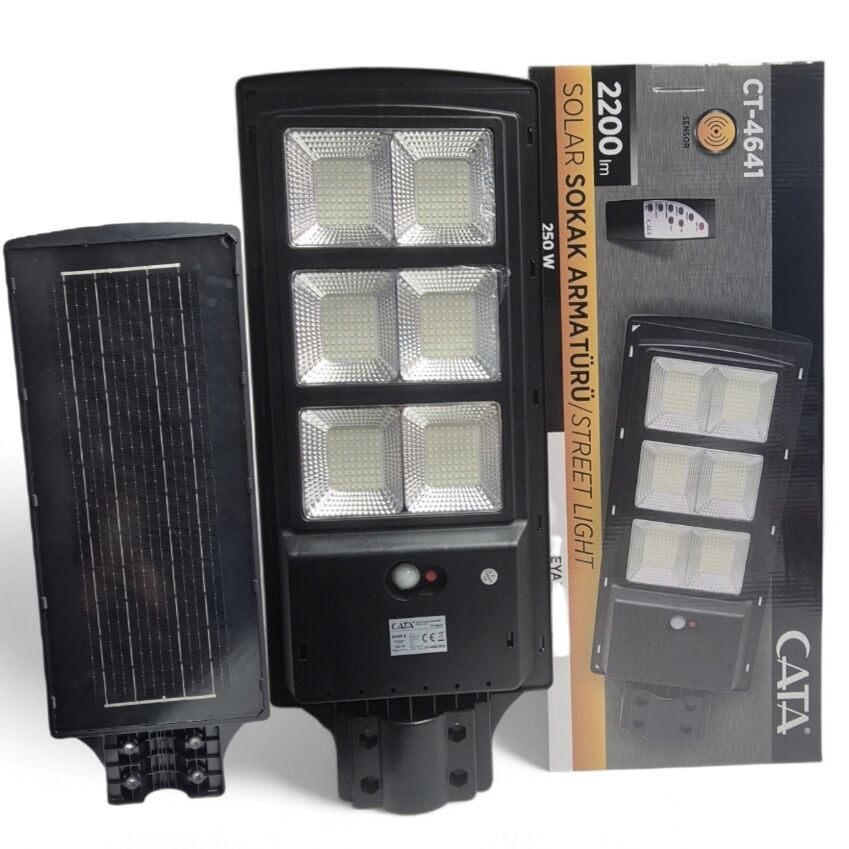 CATA 250W Solar Sokak Armatürü  (Kumandalı)