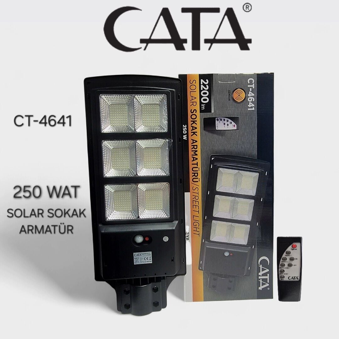 CATA 250W Solar Sokak Armatürü  (Kumandalı)