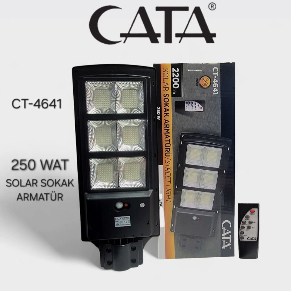 CATA 250W Solar Sokak Armatürü  (Kumandalı)