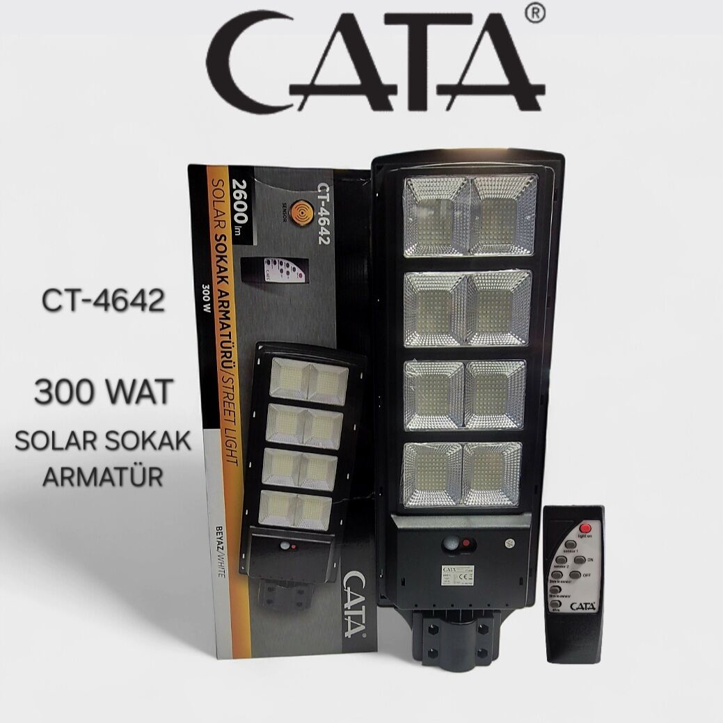 CATA  300W Solar Sokak Armatürü(Kumandalı)