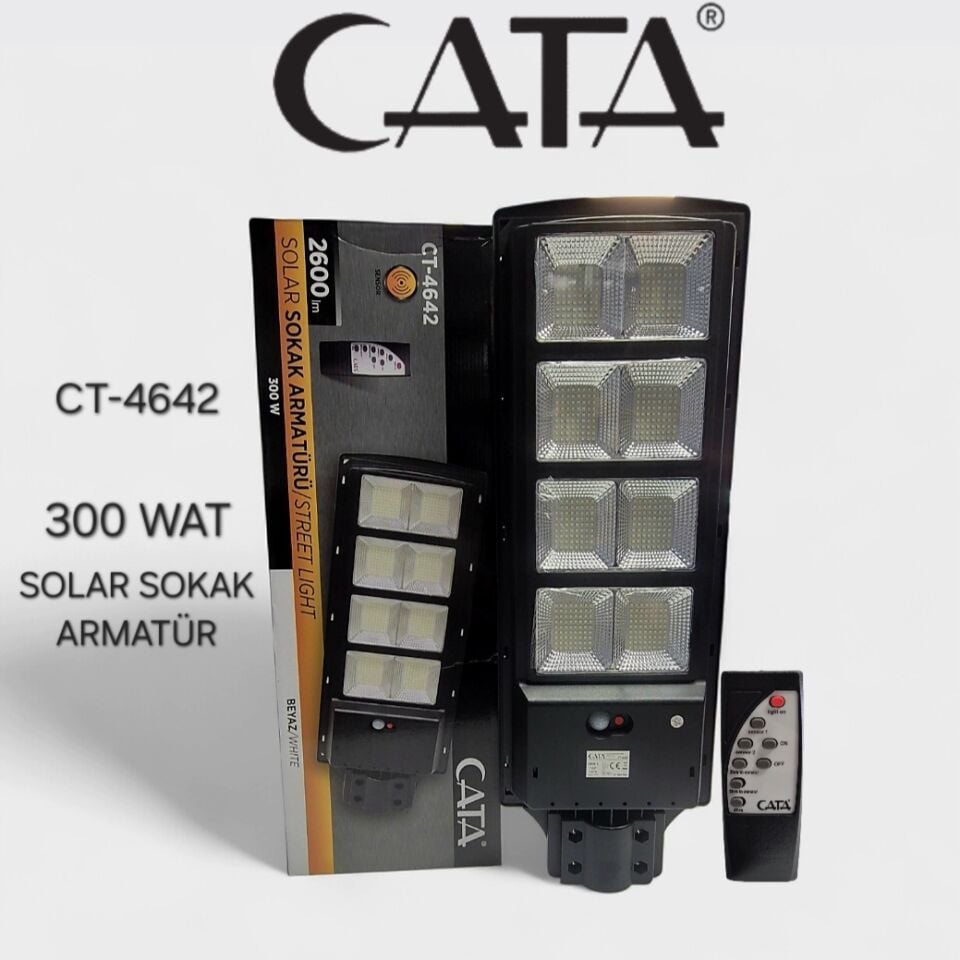 CATA  300W Solar Sokak Armatürü(Kumandalı)