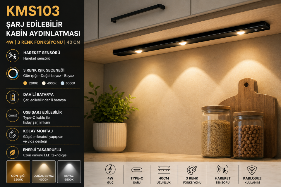KENDAL 4W ŞARJ EDİLEBİLİR KABİN AYDINLATMASI