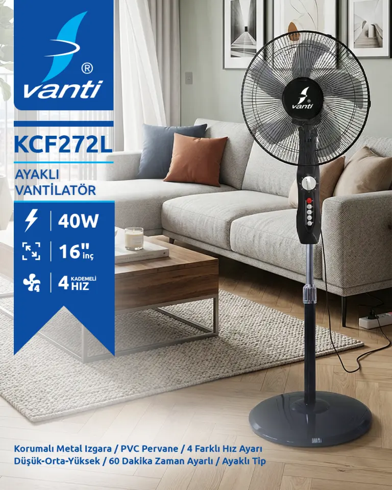 K2-VANTİ 40W AYAKLI VANTİLATÖR
