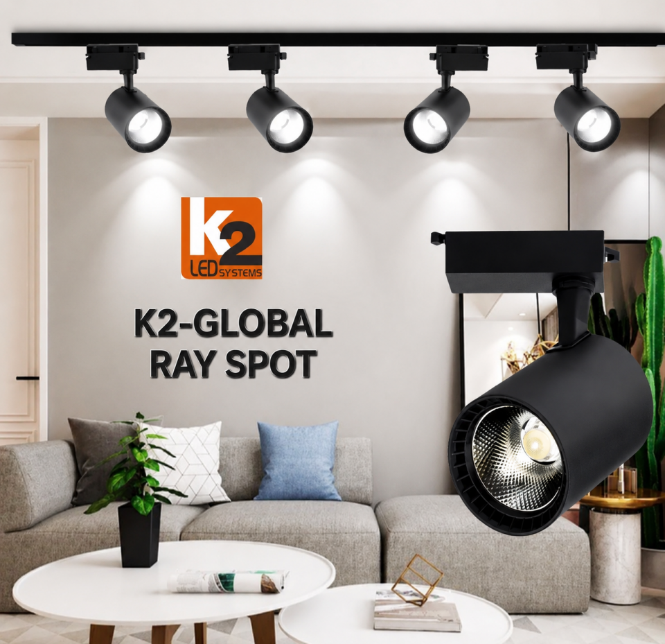 K2-GLOBAL 30W RAY SPOT SİYAH KASA BEYAZ IŞIK