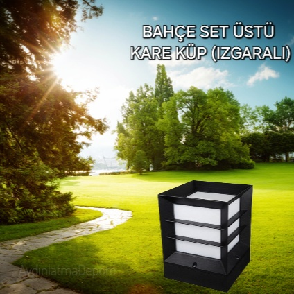 Kare Küp Bahçe Armatürü (Izgaralı)