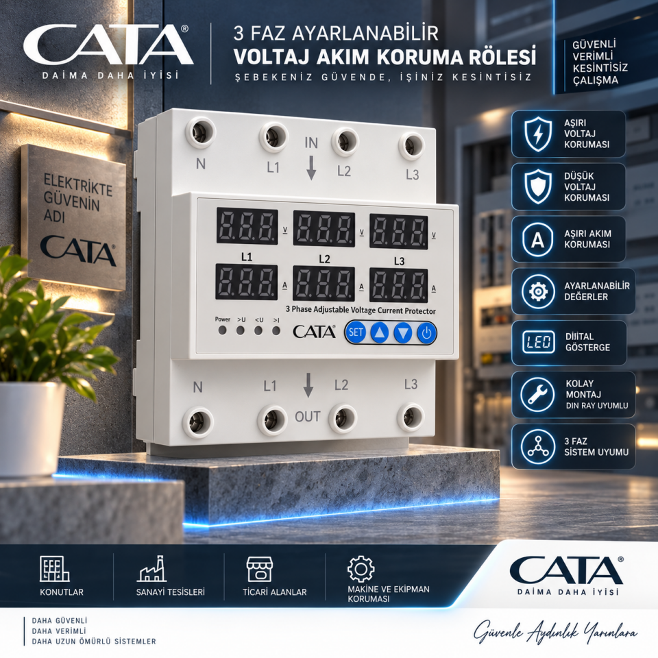 CATA AKILLI VOLTAJ VE AKIM KORUYUCU ( TRİFAZE 63A)