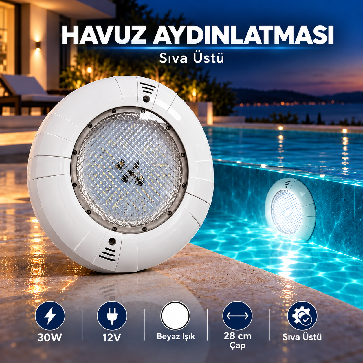 GEMAŞ KASA HAVUZ LAMBASI BEYAZ