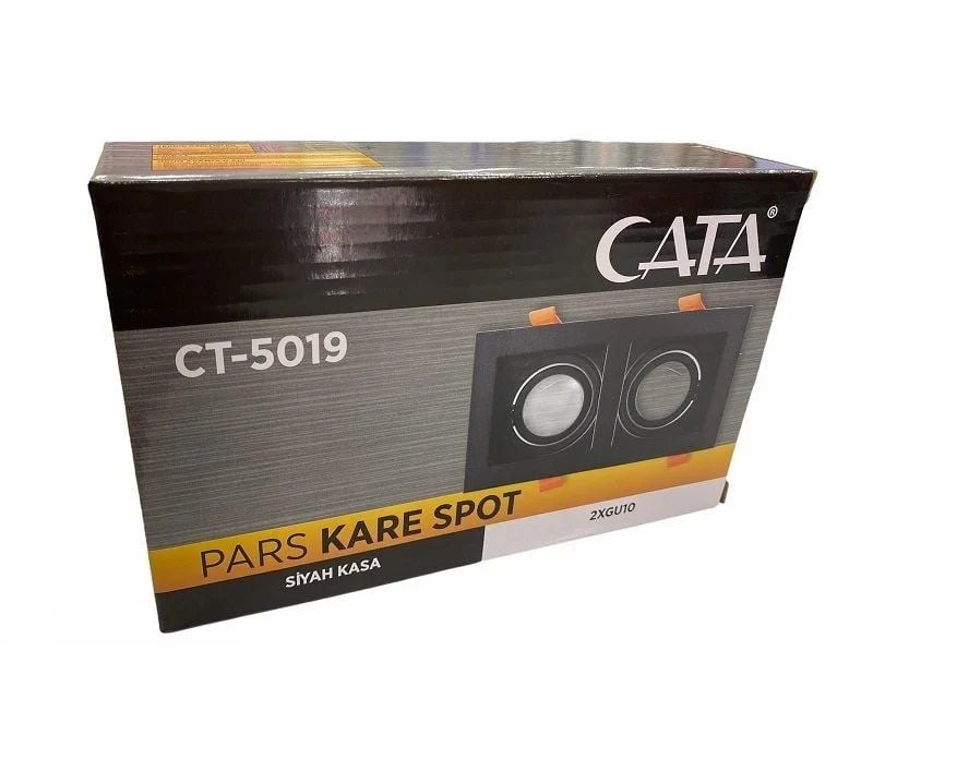 Cata Pars İkili Kare Siyah Dekoratif Boş Kasa Spot