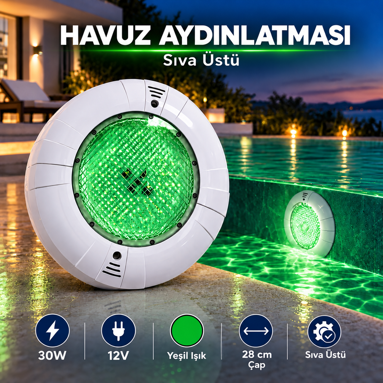 GEMAŞ KASA HAVUZ LAMBASI YEŞİL
