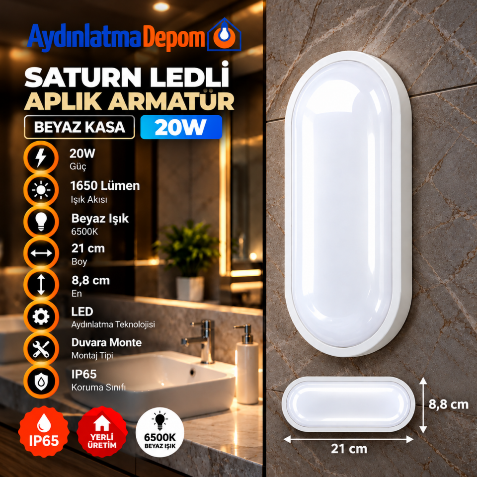 SATURN LEDLİ APLİK ARMATÜR (BEYAZ KASA)