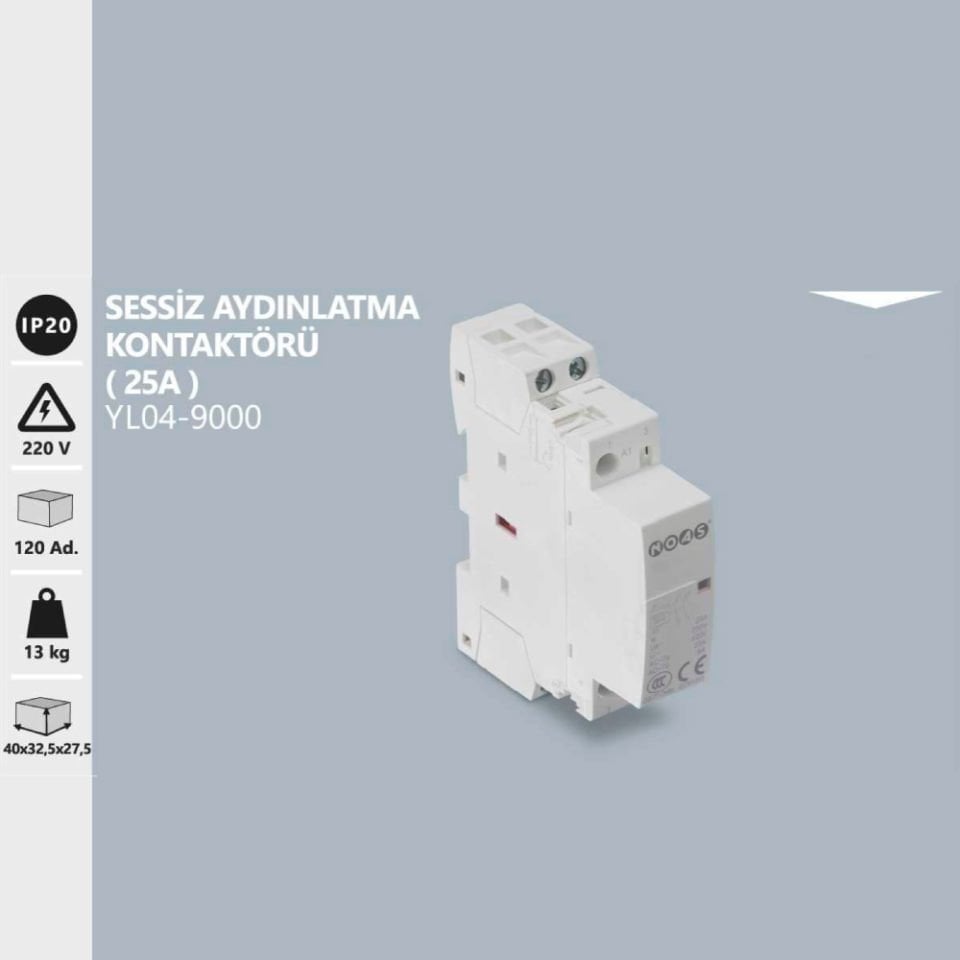 Noas 25A Sessiz Aydınlatma Kontaktörü (25) A