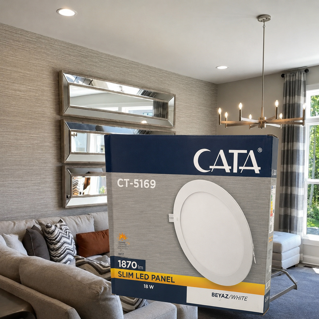 CATA 18W Slim Panel Beyaz Işık