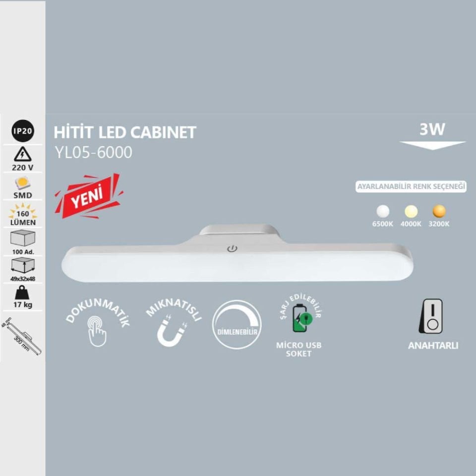 Noas 3W 3 Işık Renkli Hitit Led Cabinet