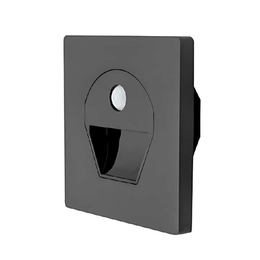 1W Sensörlü Ledli Koridor Armatürü Füme Kasa (Beyaz)