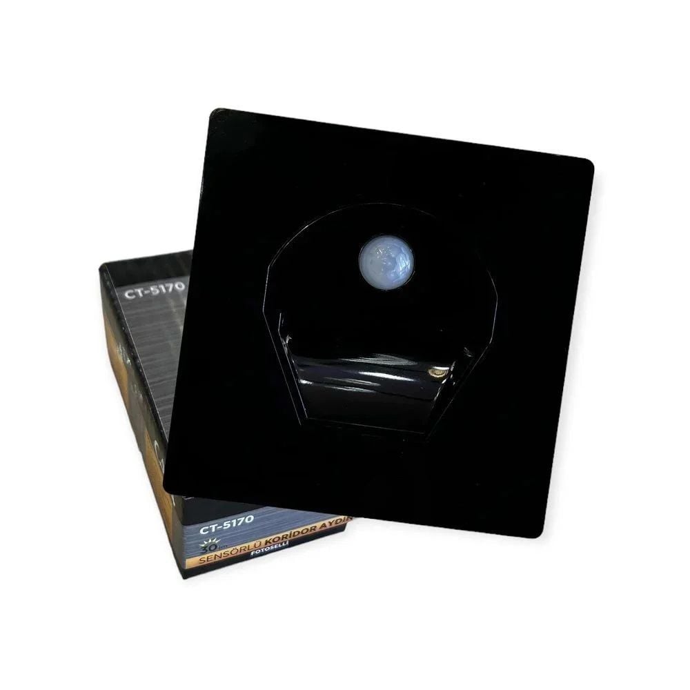 Cata 1W Sensörlü Fotoselli Koridor Led Aydınlatma Siyah Kasa Beyaz Işık