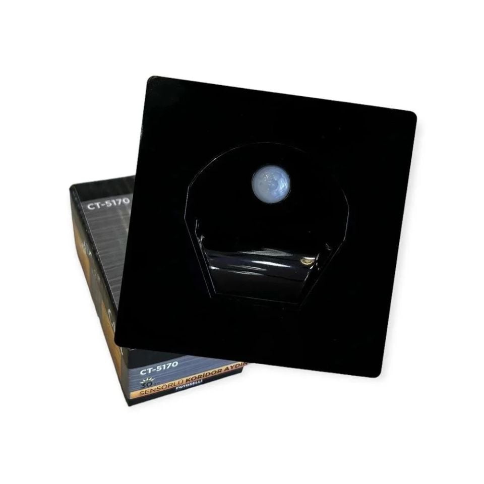 Cata 1W Sensörlü Fotoselli Koridor Led Aydınlatma Siyah Kasa Beyaz Işık