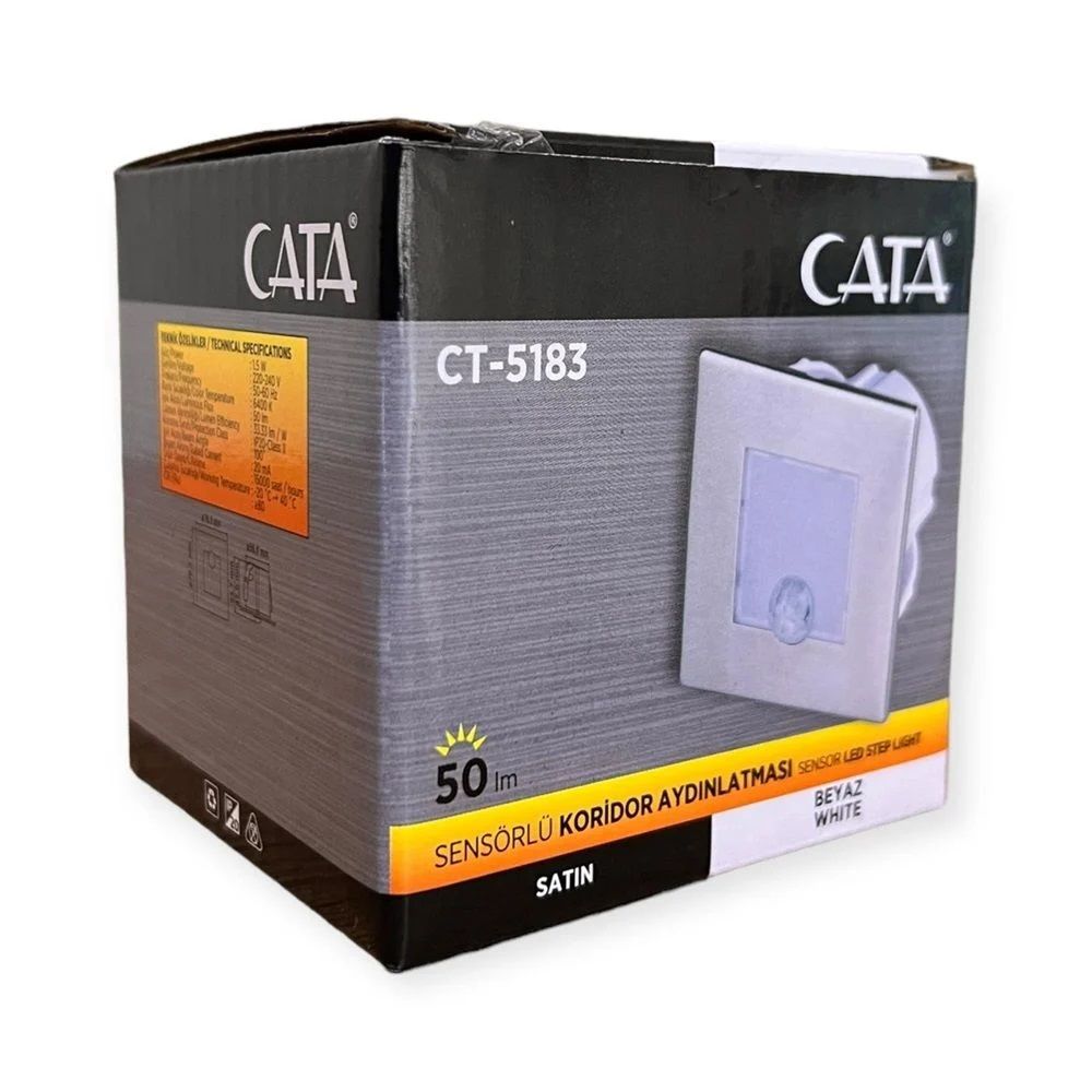 Cata 1.5W Radar Sensörlü Kare Saten Kasa Beyaz Işık
