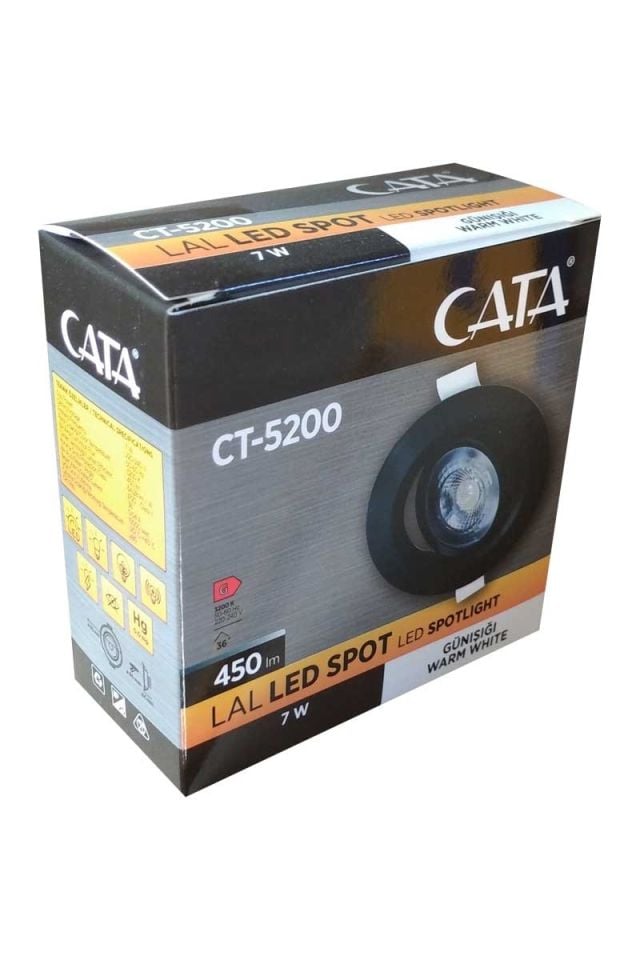 Cata 7W Lal Led Spot Siyah Kasa Günışığı