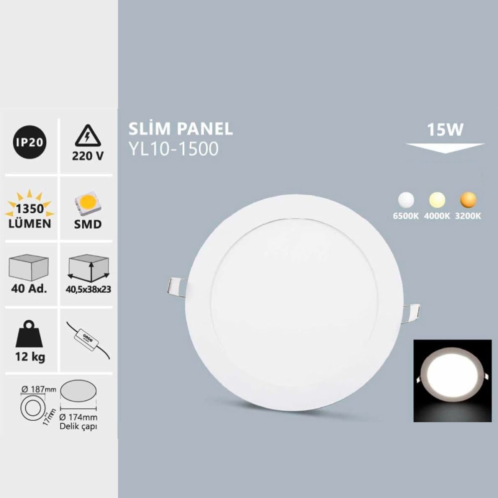 Noas 15W S.A Yuvarlak 4000K