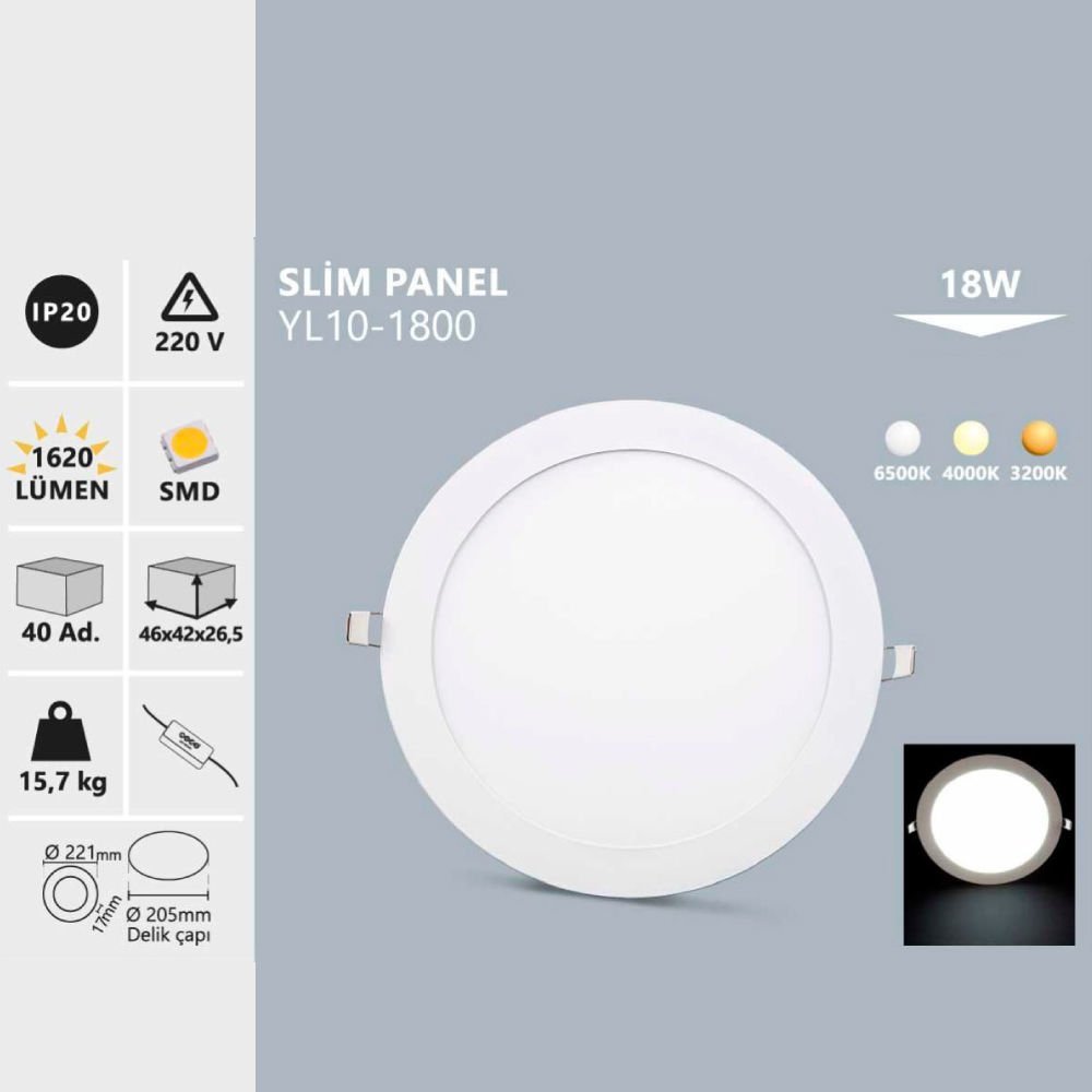 Noas 18W S.A Yuvarlak Panel 4000K