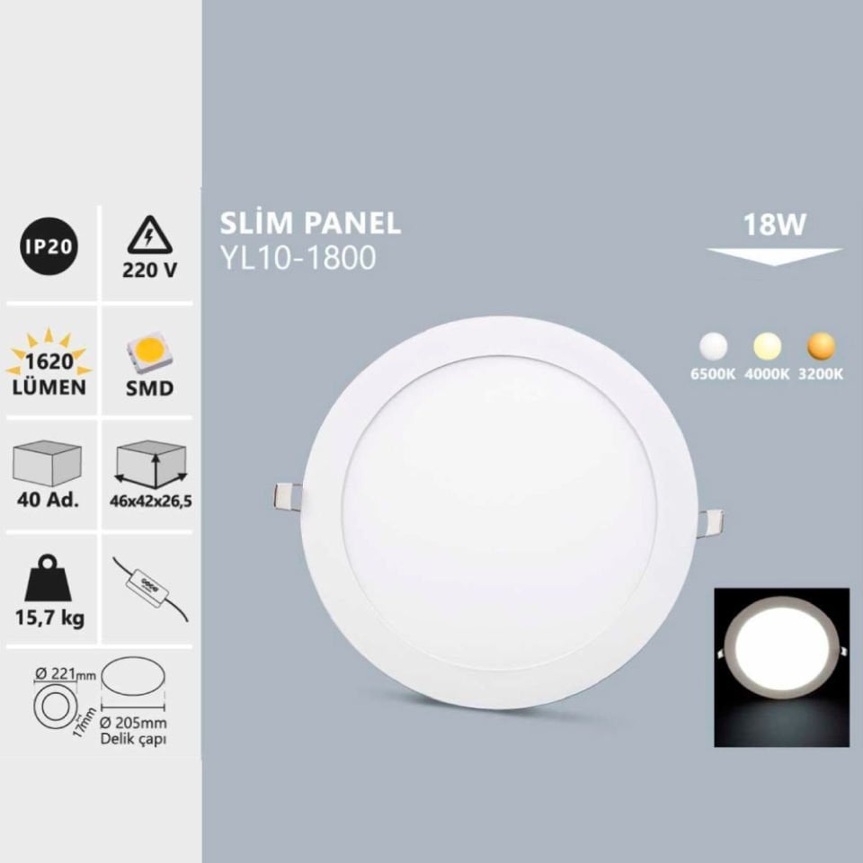 Noas 18W S.A Yuvarlak Panel 4000K