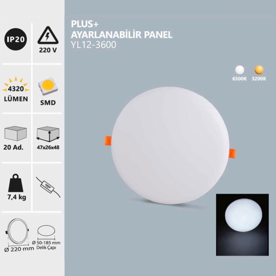 Noas 36W Plus Ayarlanabilir Beyaz Işık