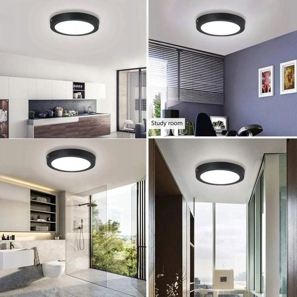 Cata 18W Sıva Üstü Led Panel Siyah Kasa Yuvarlak Beyaz Işık