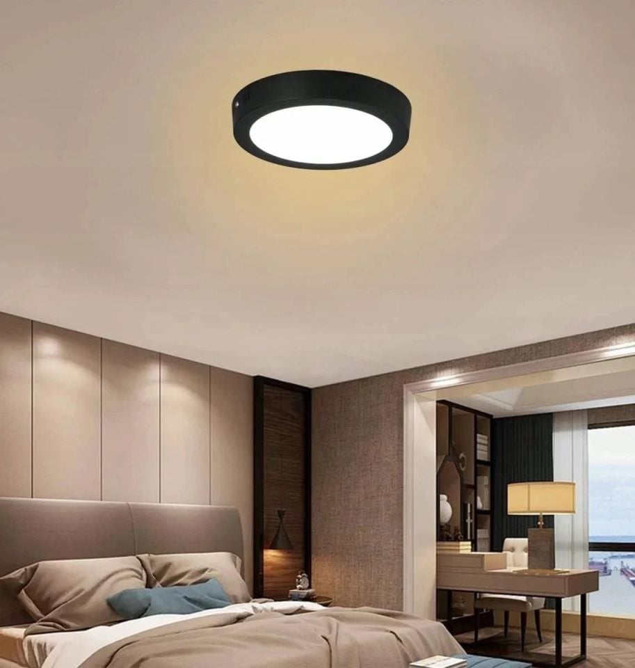 Cata 18W Sıva Üstü Led Panel Siyah Kasa Yuvarlak Günışığı