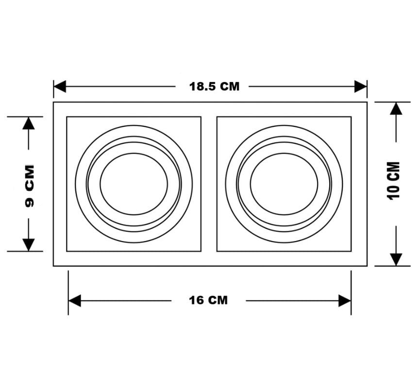 Cata Pars İkili Kare Beyaz Dekoratif Boş Kasa Spot