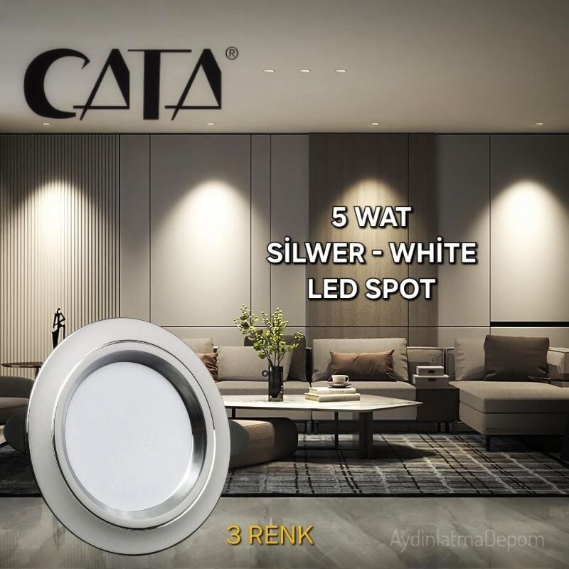 Cata 6W Beyaz-Krom Zebra Led Spot Lamba 3 Renk