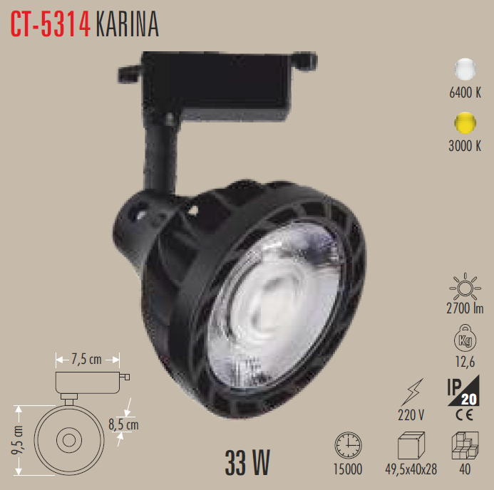 CATA 33W Karina Ray Spot Armatür (Günışığı)