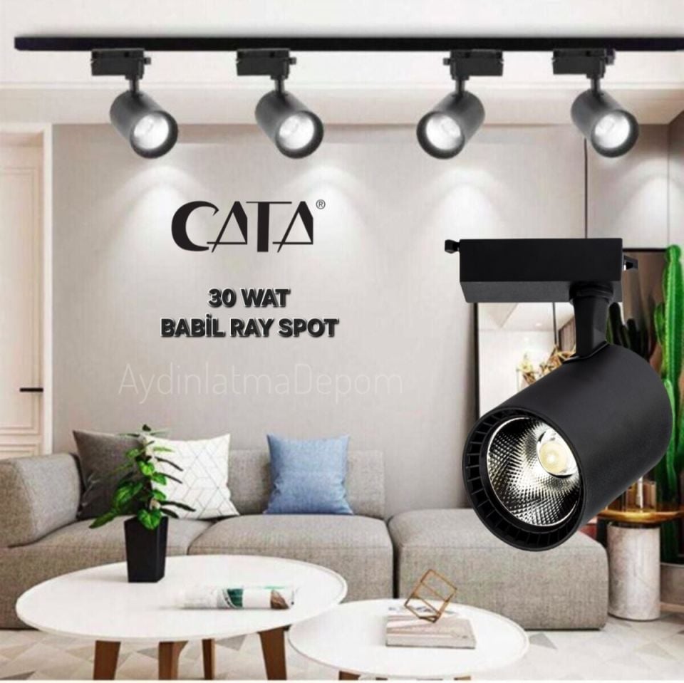 Cata 30W Babil Ray Tipi Led Armatür (Siyah Kasa) (Beyaz)