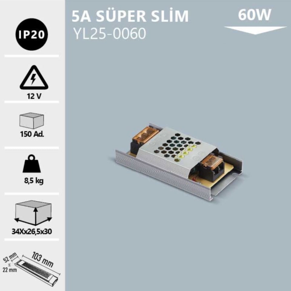 Noas 60W 5A Super Slım Trafo
