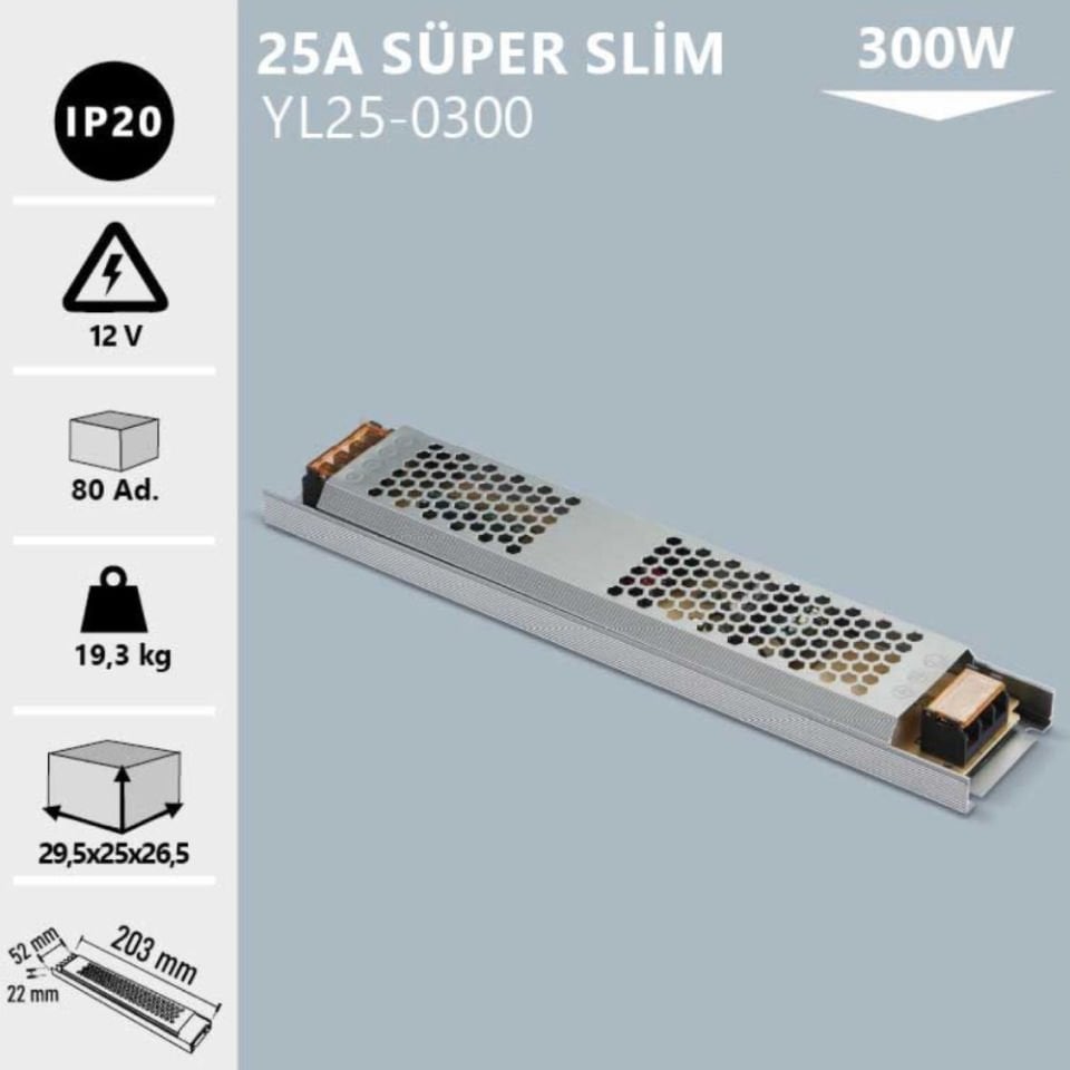 Noas 250W 25A Super Slım Trafo
