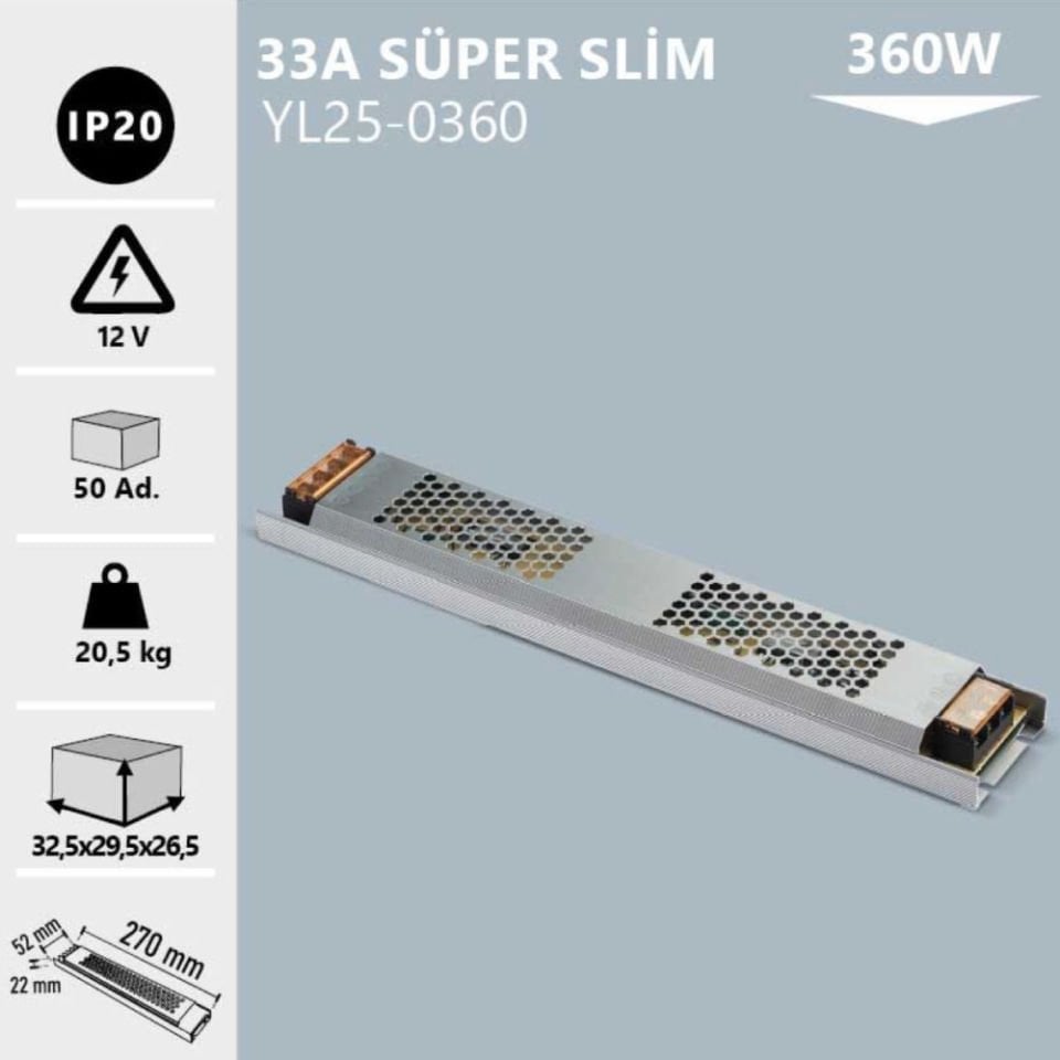 Noas 360W 33A Super Slım Trafo