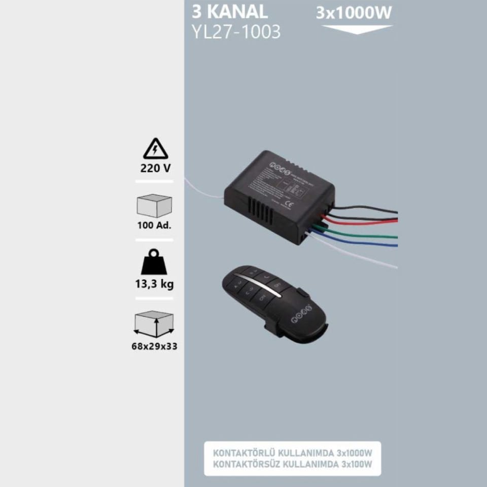 Noas 3 Kanallı Avize Kumandası