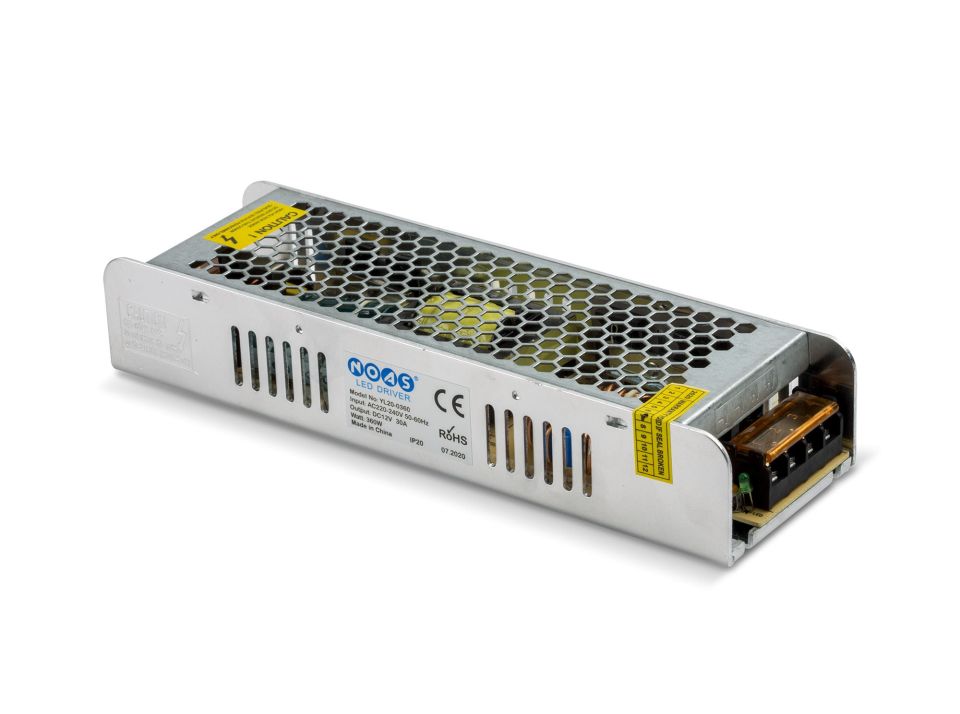 Noas 24V 15A Slım Kasa Fanlı Trafo (%100 Bakır Sargı)